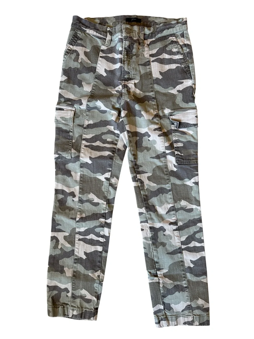 J. Crew Vintage Straight Cargo Camo Pants High Rise Cropped Green Tan Size 28